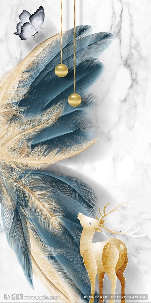 羽毛玄关装饰画