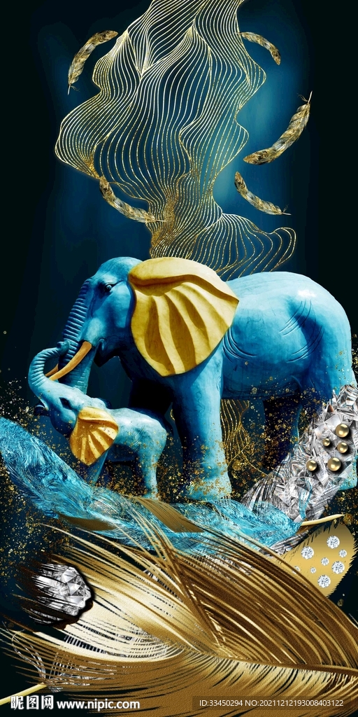 大象玄关装饰画