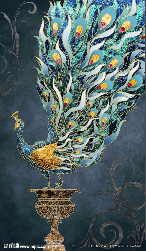 孔雀玄关装饰画