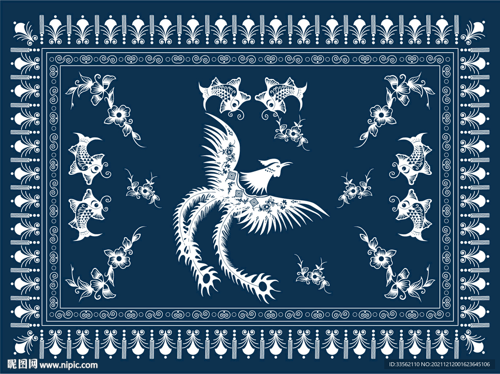 少数民族图腾纹样苗族纹样长桌布