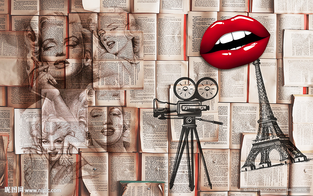 欧式复古工装壁画