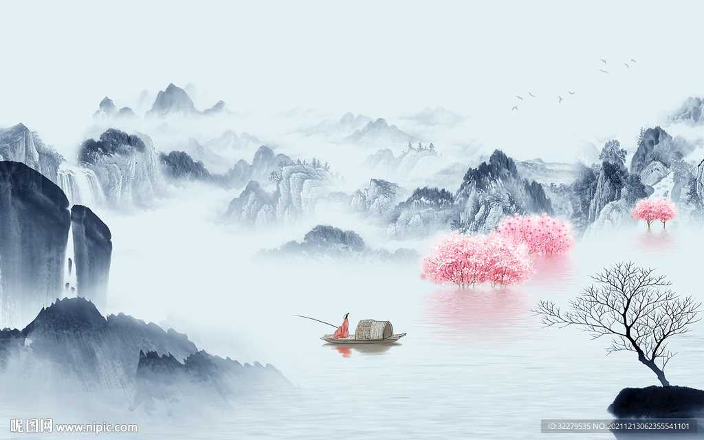 最新 高清中式山水 TIF分层