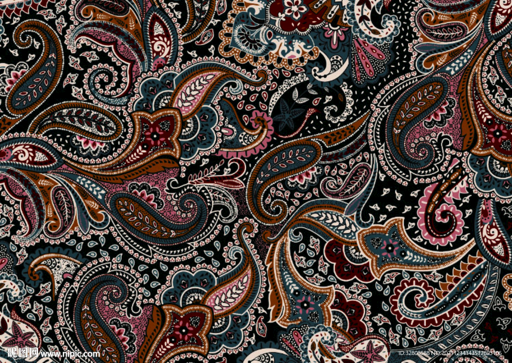 腰果 大牌  佩斯利花朵 矢量