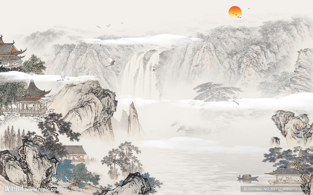 最新款背景山水 TIF分层