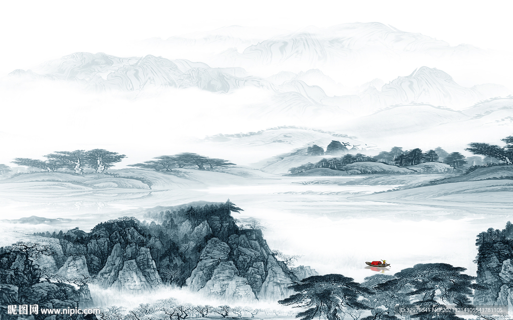 中国风新款背景山水 TIF分层