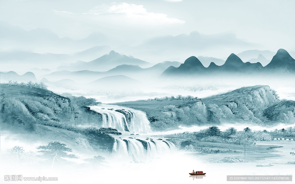 人气 新款背景山水 TIF分层