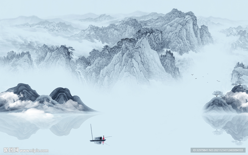 中式新款背景山水 TIF分层