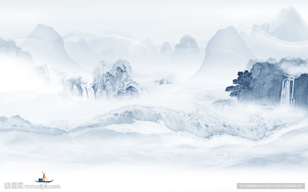 中国风意境山水新画 TIF分层