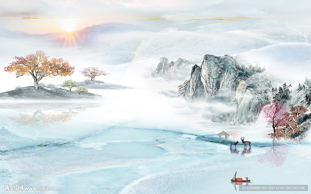 中式意境山水新画 TIF分层