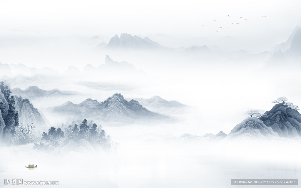 高档 新山水背景墙 TIF分层