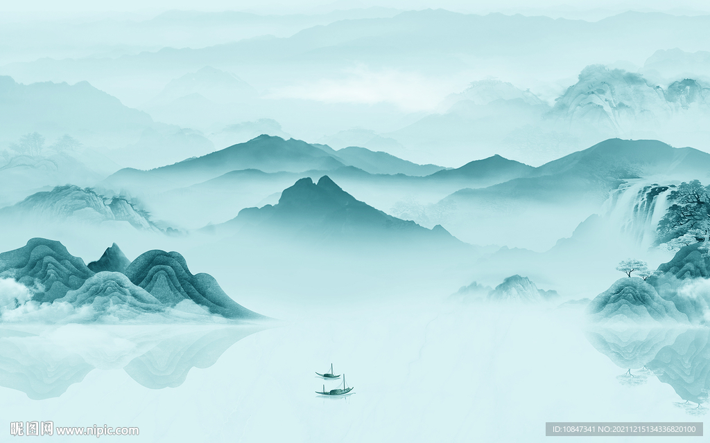 大气新山水背景墙 TIF分层