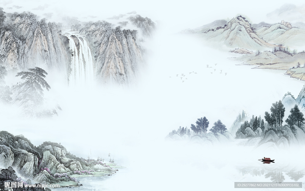 中国风山水电视背景 tif分层