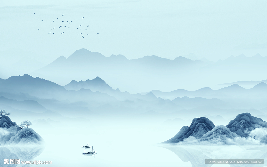 高档山水电视背景 tif分层