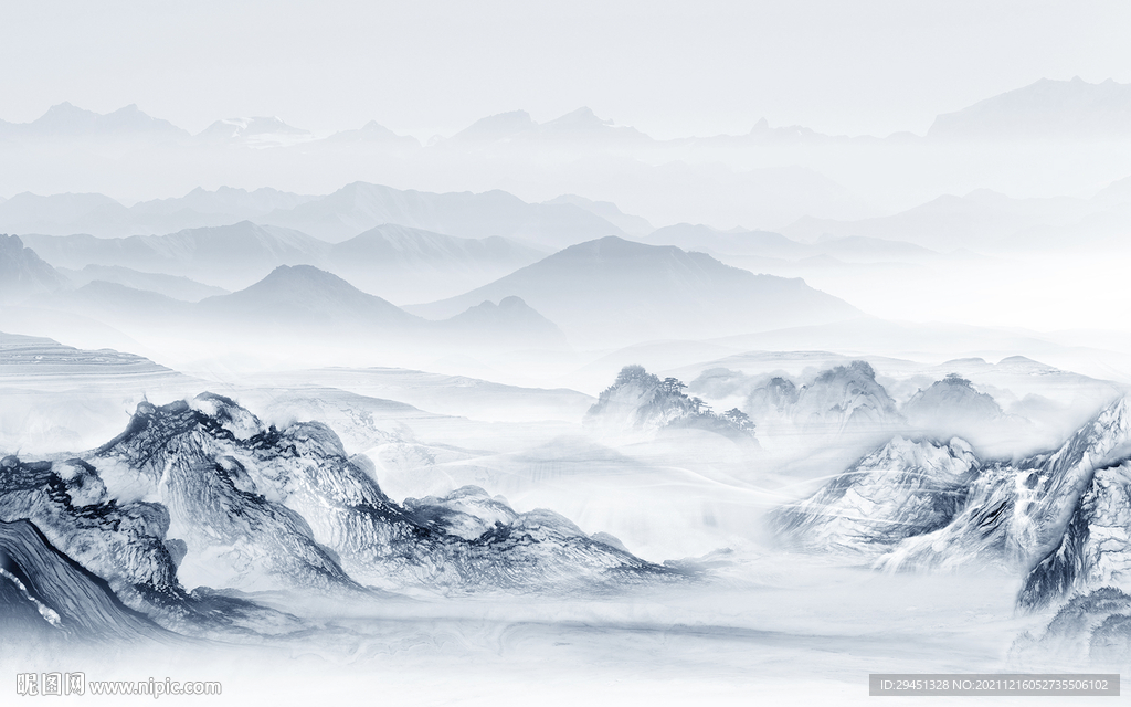 大气 山水客厅背景 tif分层