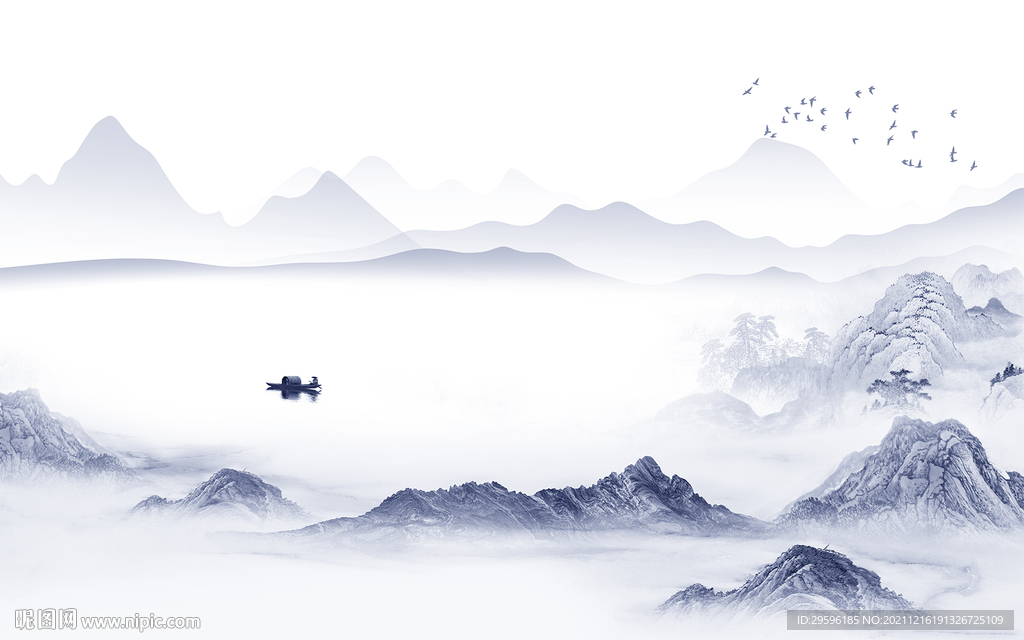 高档 客厅背景山水 TIF文件