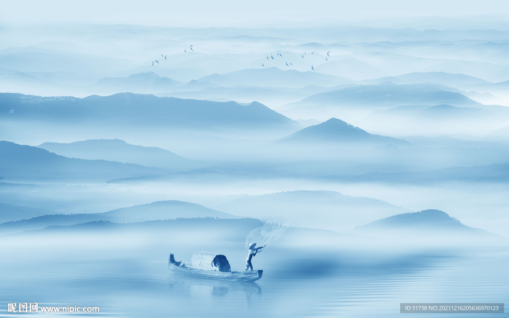 新中式客厅山水画背景墙