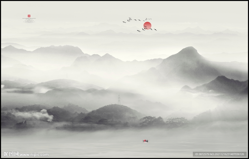 最新中式客厅山水画