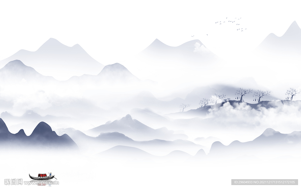 高档 别墅山水背景 tif分层