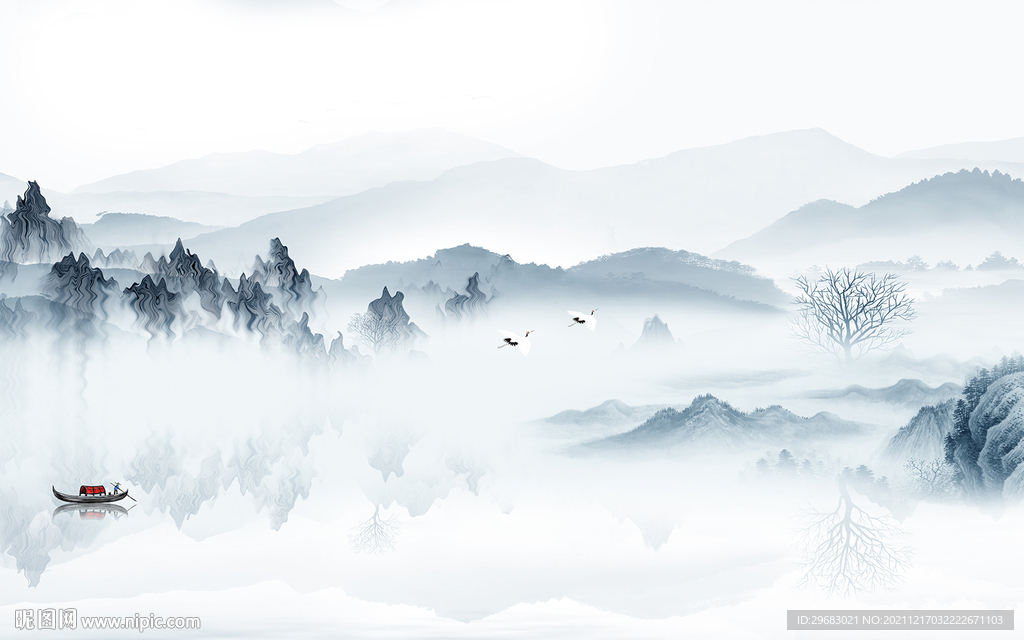 中国风意境简约山水 TIF文件