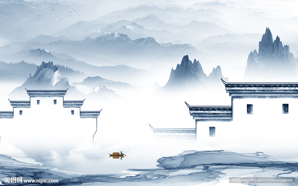 徽派 意境简约山水 TIF文件