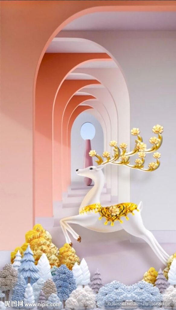 北欧麋鹿玄关装饰画