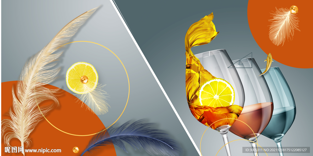 晶瓷画抽象画餐厅餐具红酒杯