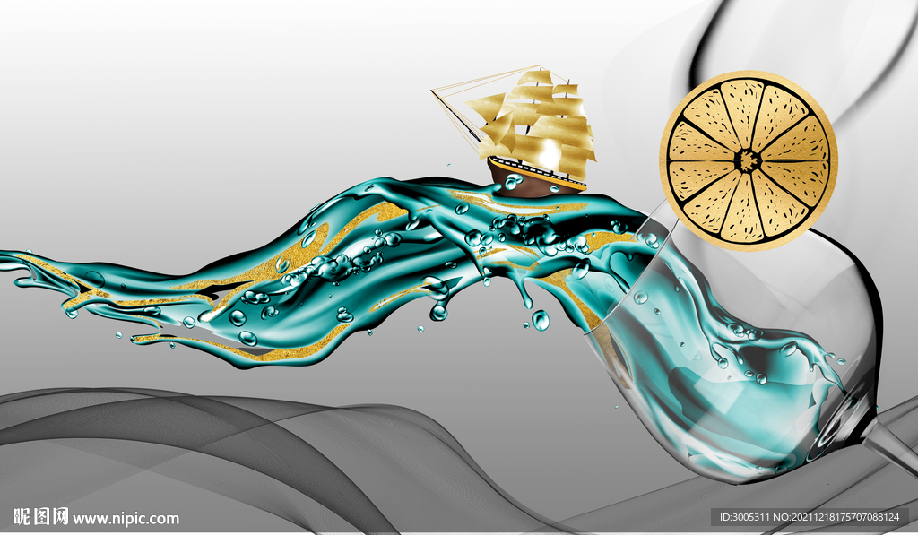 晶瓷画抽象画餐厅餐具红酒杯