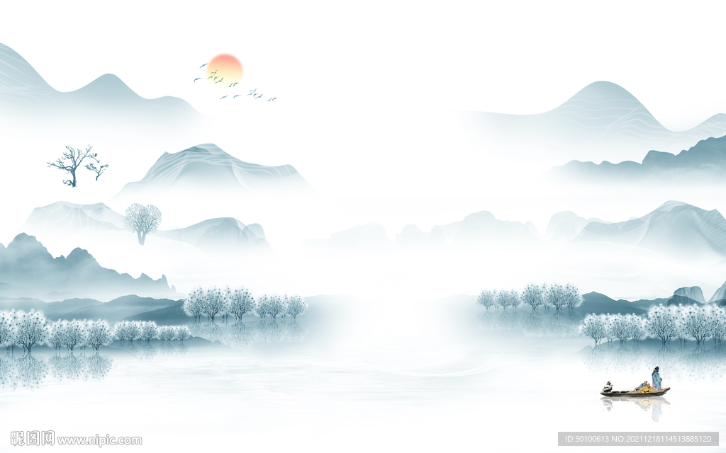 新款电视背景山水 TIF分层