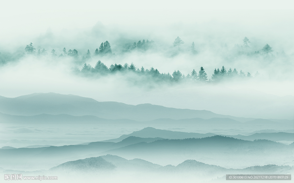 简约电视背景山水 TIF分层