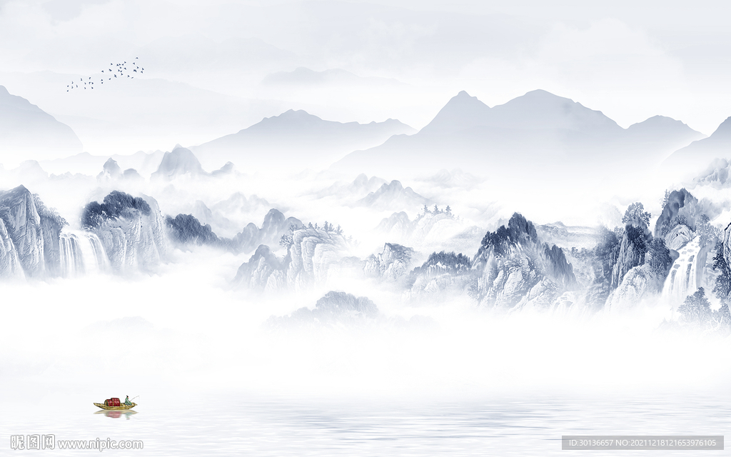 大气山水客厅画 tif分层图