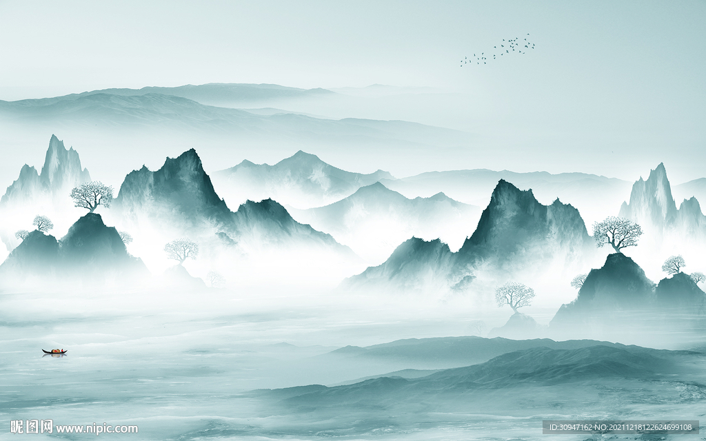 爆款现代意境山水 TIF分层