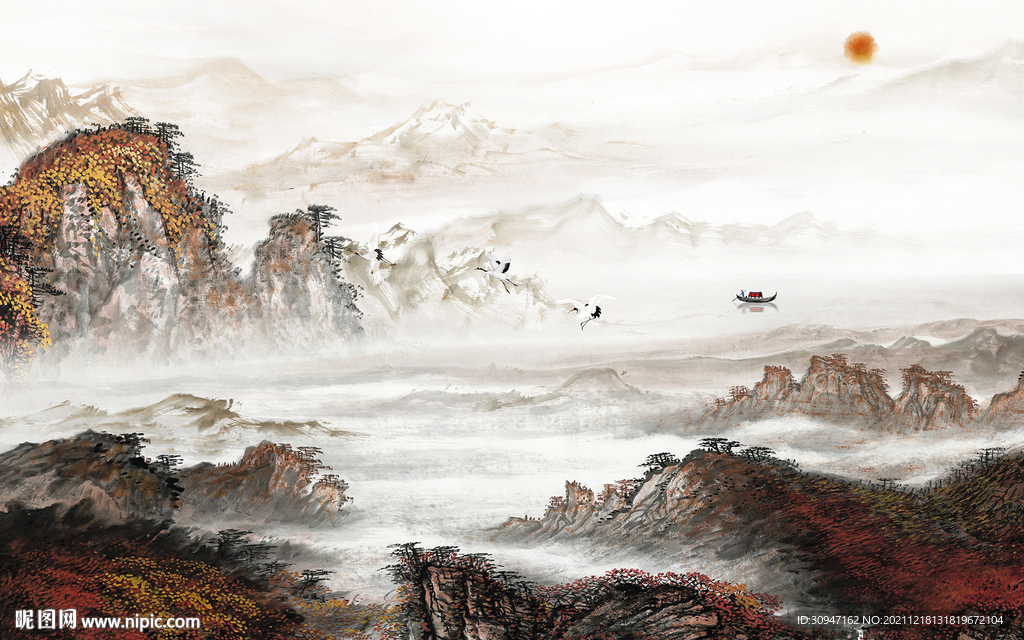 中国风现代意境山水 TIF分层