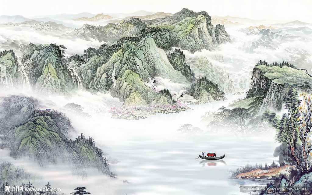 国画现代意境山水 TIF分层