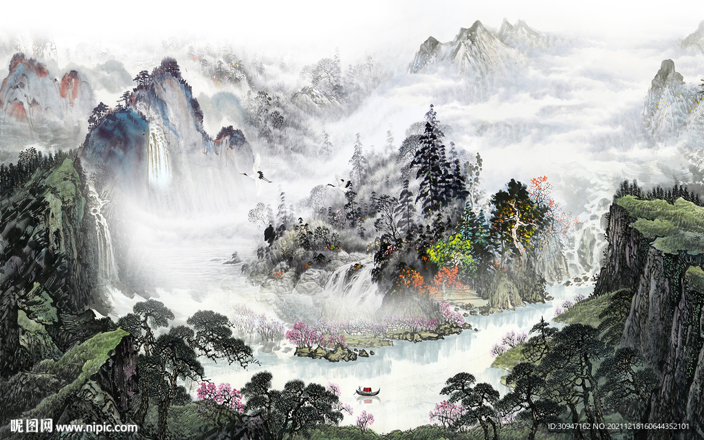 高档现代意境山水 TIF分层