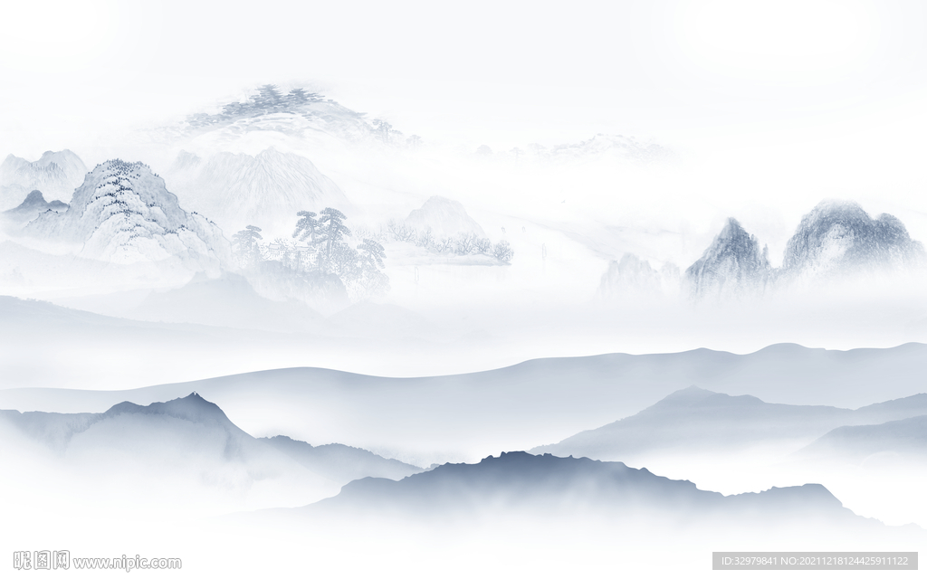 客厅电视背景山水 TIF分层