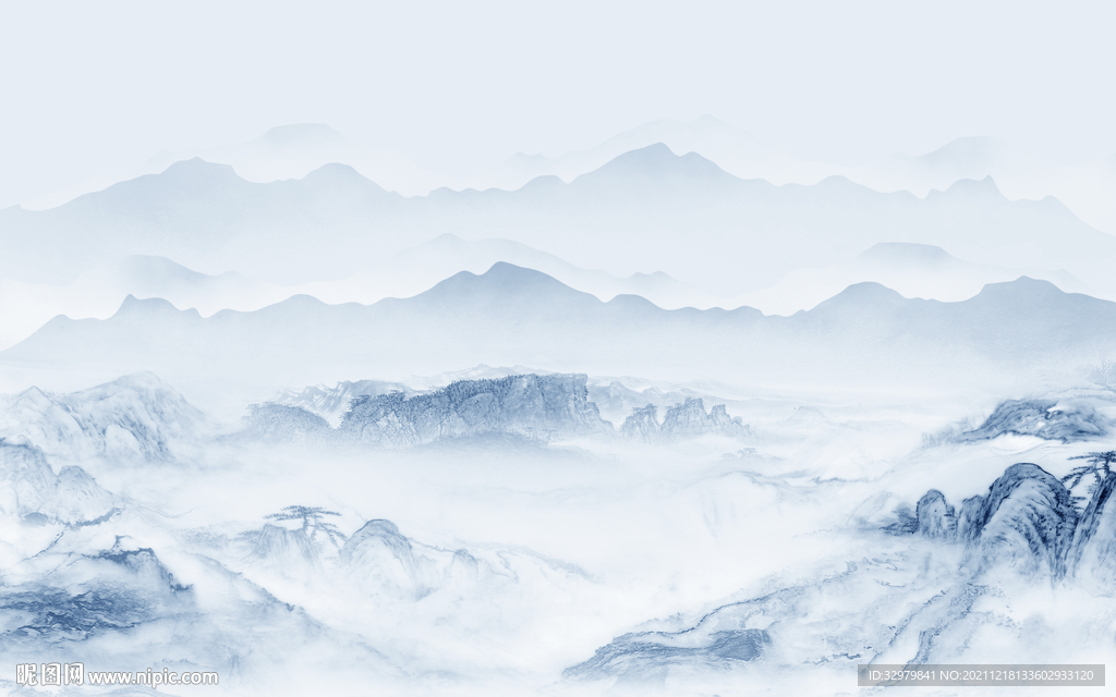 简约电视背景山水 TIF分层