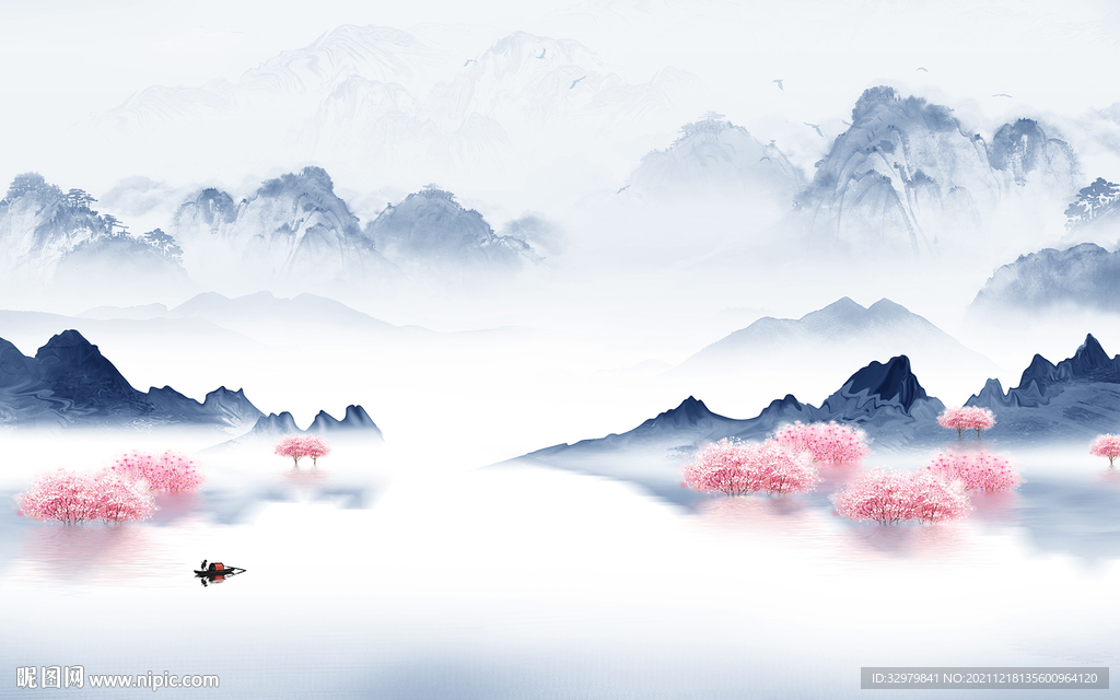 新中式电视背景山水 TIF分层