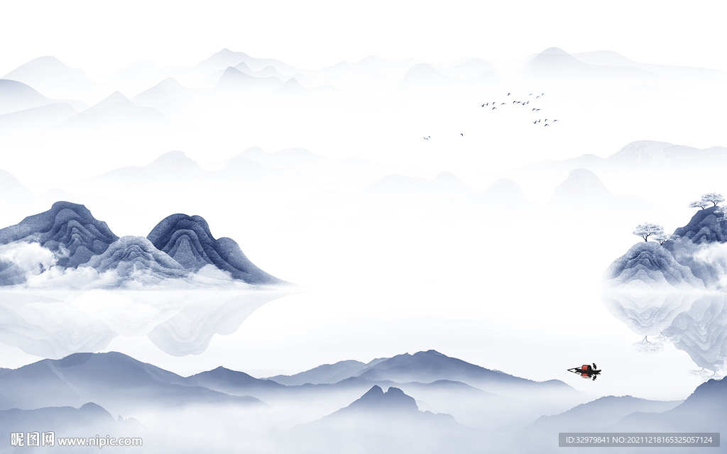 中式电视背景山水 TIF分层