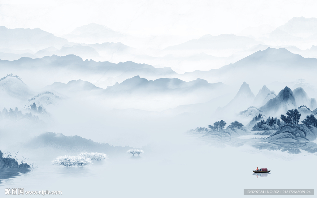 高端 电视背景山水 TIF分层