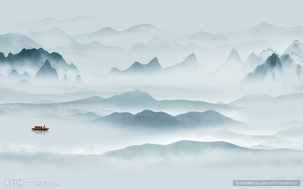 高档电视背景山水 TIF分层