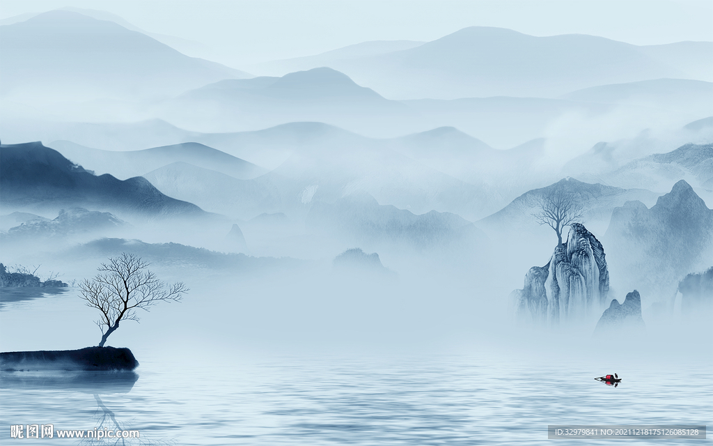 高清 电视背景山水 TIF分层