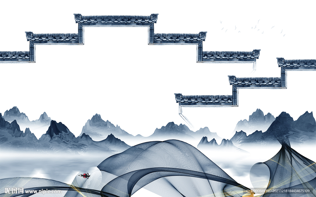 现代 爆款山水新画 TIF分层