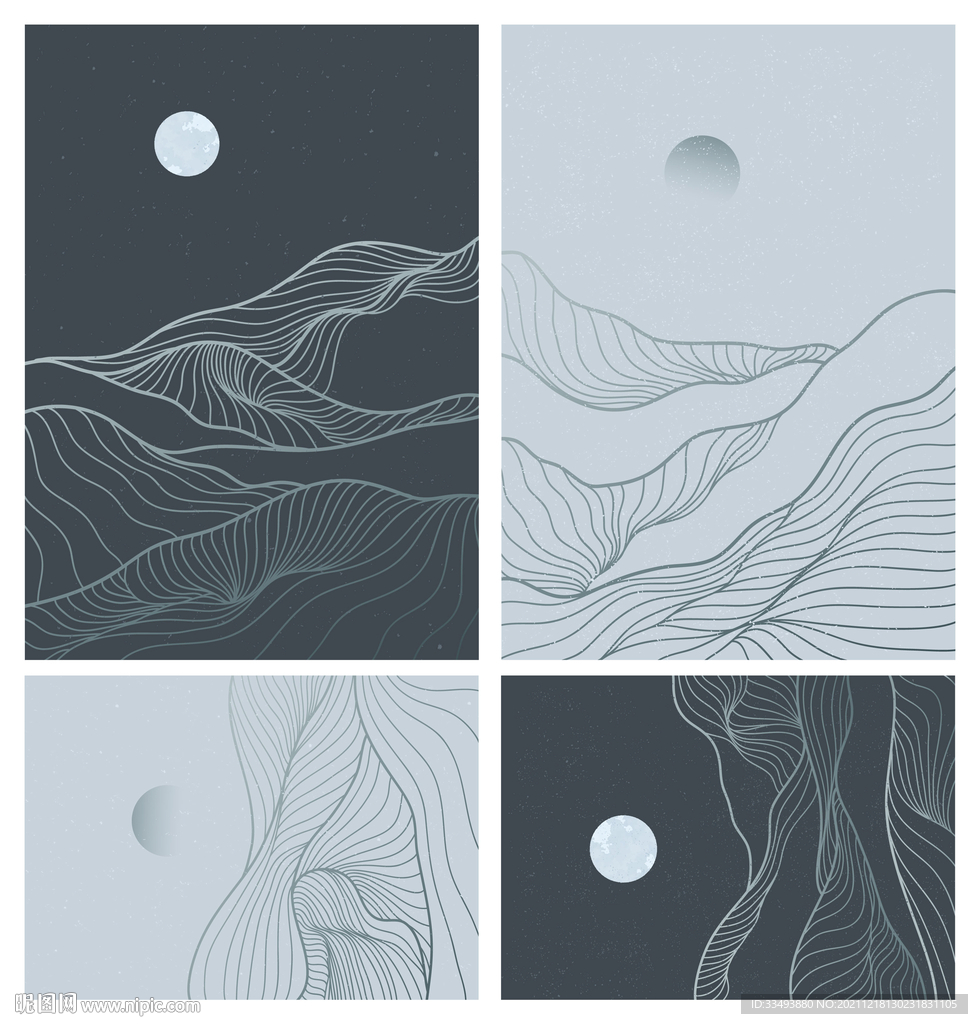 中式简约插画山