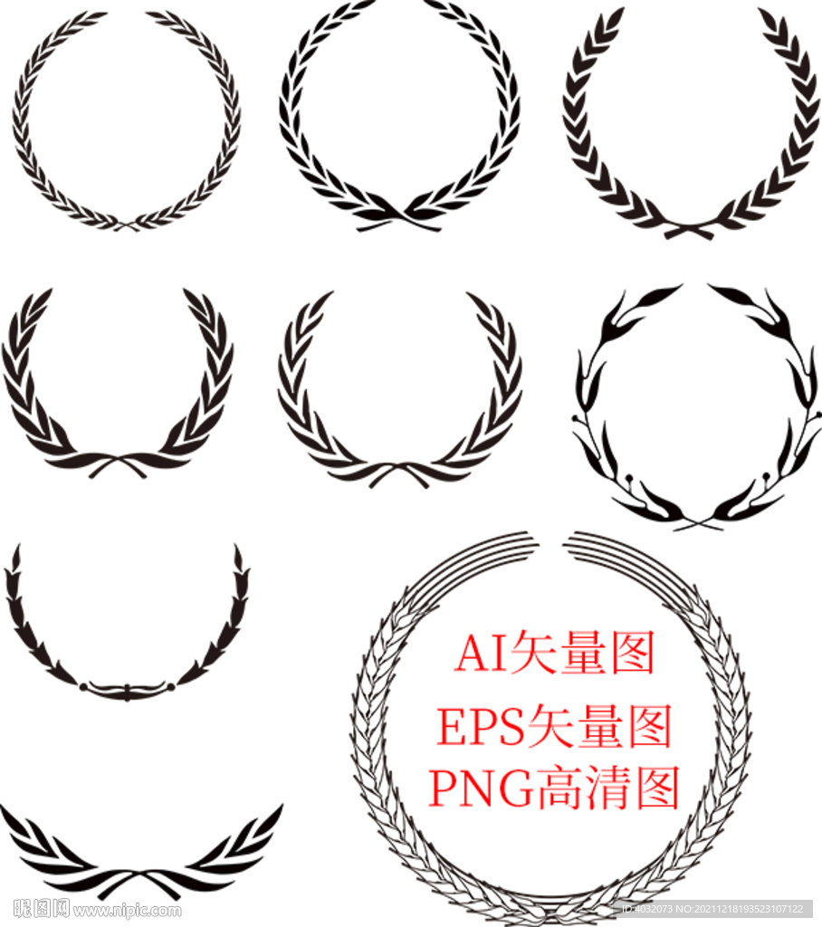 麦穗圆边框矢量图