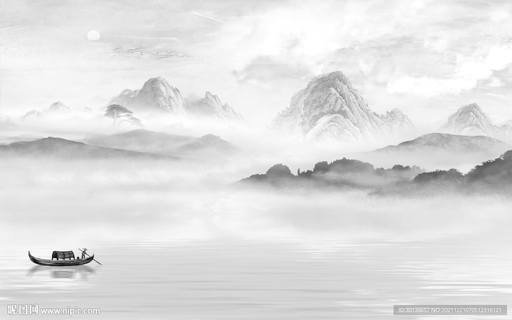 别墅现代客厅山水 TIF分层