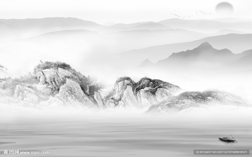 高档 现代客厅山水 TIF分层