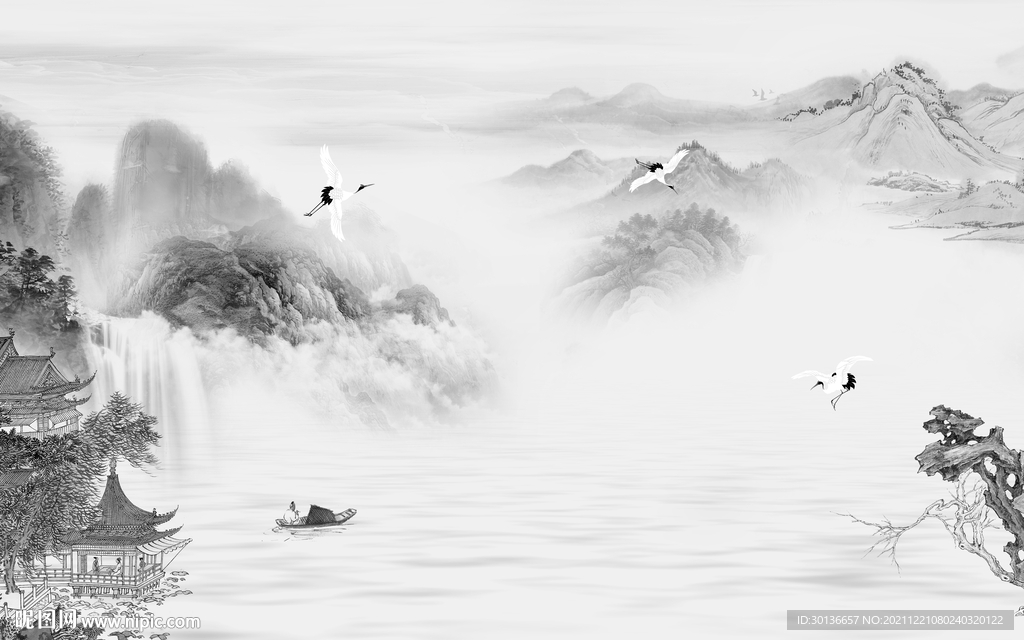 新款电视灰色山水 TIF分层