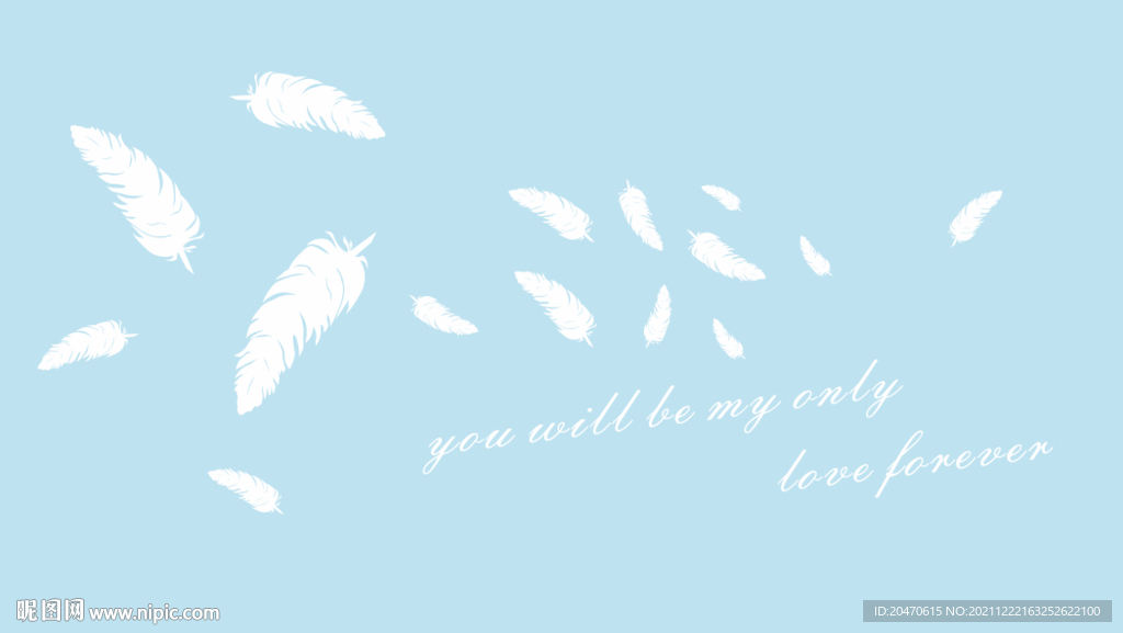  飘散的羽毛背景图 蓝色底纹