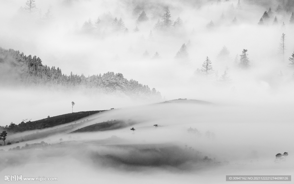 大气现代灰山水画 TIF分层