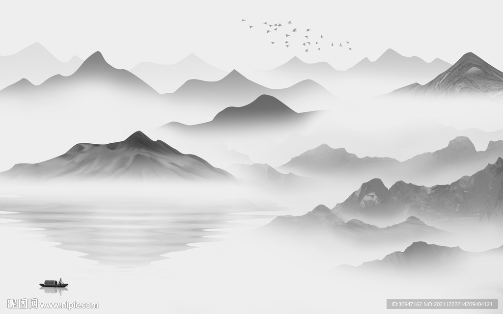 高雅灰色客厅山水 TIF分层